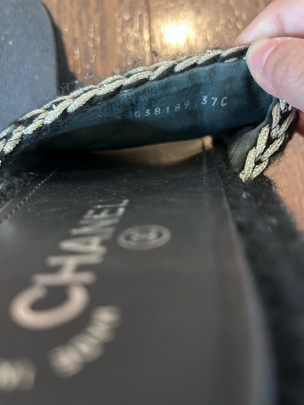 CHANEL Black and Gold Wool Slide Mules - Picture 4 of 4